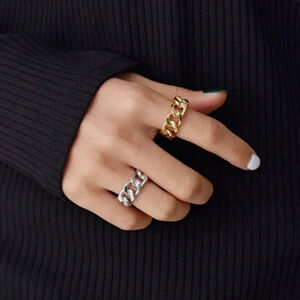 925 Sterling Silver Minimalist Thick Chain Ring